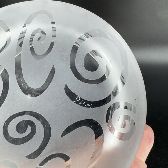 Art Glass Clear Open Creamer And Sugar Set Frosted Swirls Signed Hand Made Glass - Picture 9 of 16